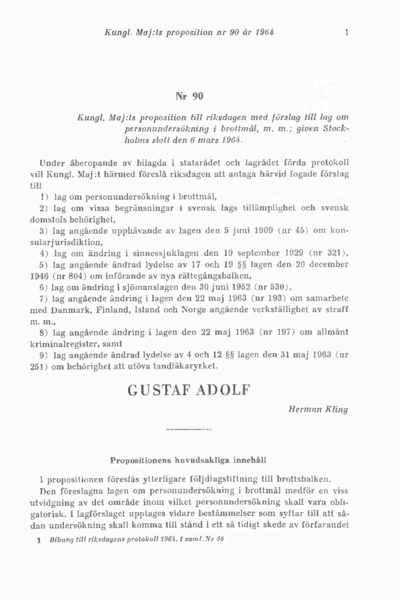 Omslaget till prop. 1964:90