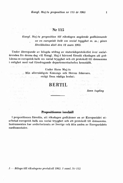 Omslaget till prop. 1965:115