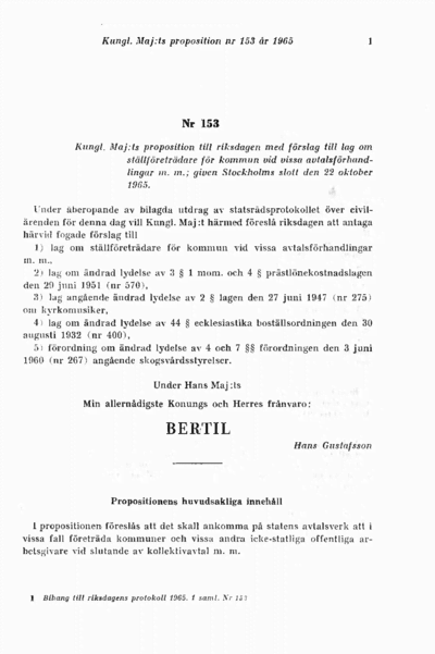 Omslaget till prop. 1965:153
