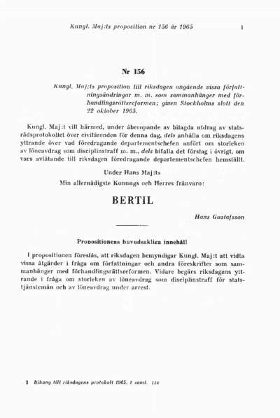 Omslaget till prop. 1965:156