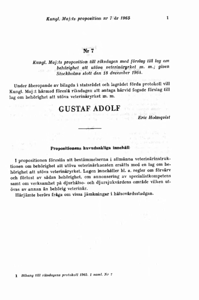 Omslaget till prop. 1965:7