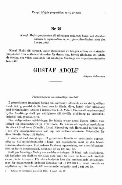 Omslaget till prop. 1965:70