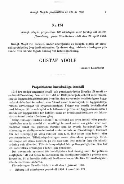 Omslaget till prop. 1966:124