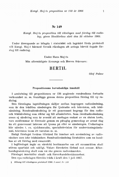 Omslaget till prop. 1966:149