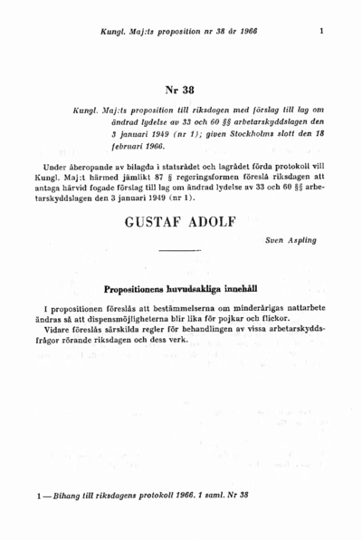 Omslaget till prop. 1966:38