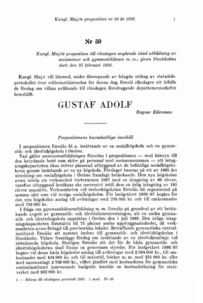 Omslaget till prop. 1966:50
