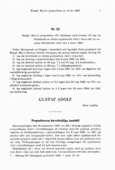Omslaget till prop. 1966:53