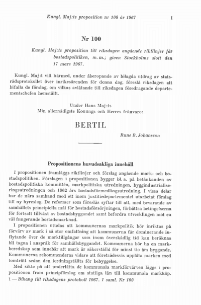 Omslaget till prop. 1967:100