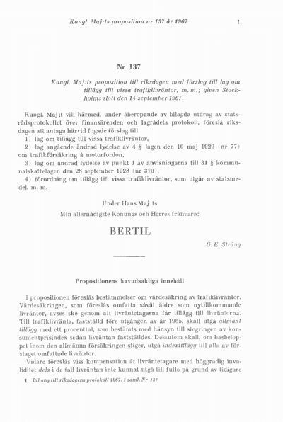 Omslaget till prop. 1967:137