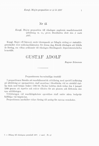 Omslaget till prop. 1967:41