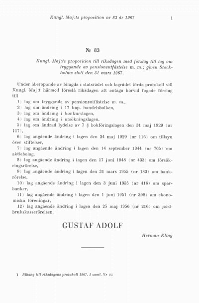 Omslaget till prop. 1967:83