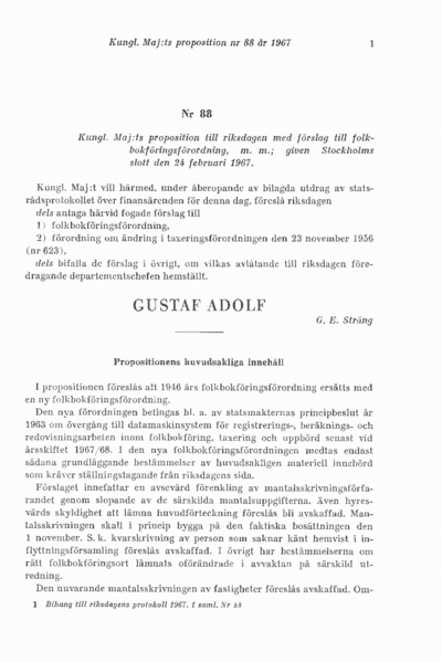 Omslaget till prop. 1967:88