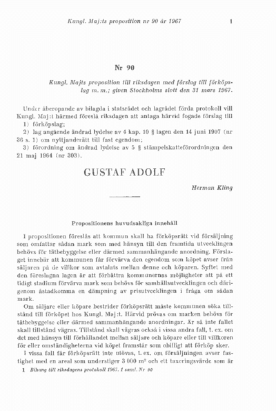 Omslaget till prop. 1967:90