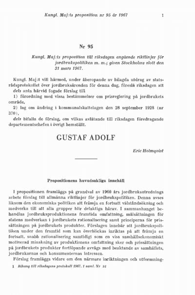Omslaget till prop. 1967:95