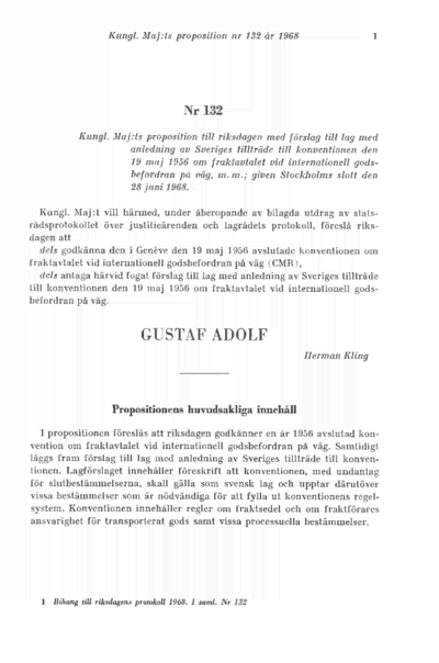 Omslaget till prop. 1968:132