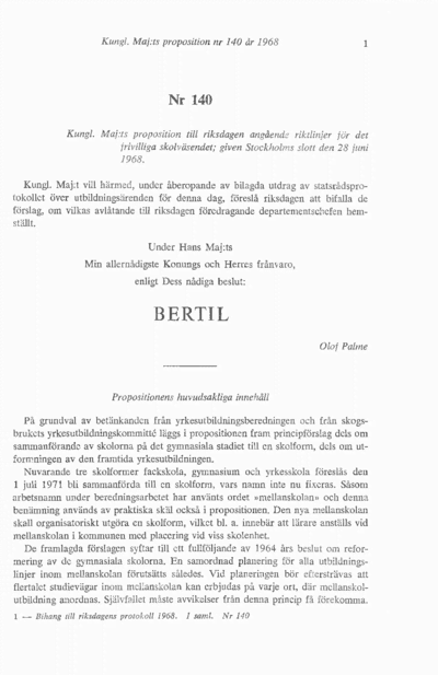 Omslaget till prop. 1968:140