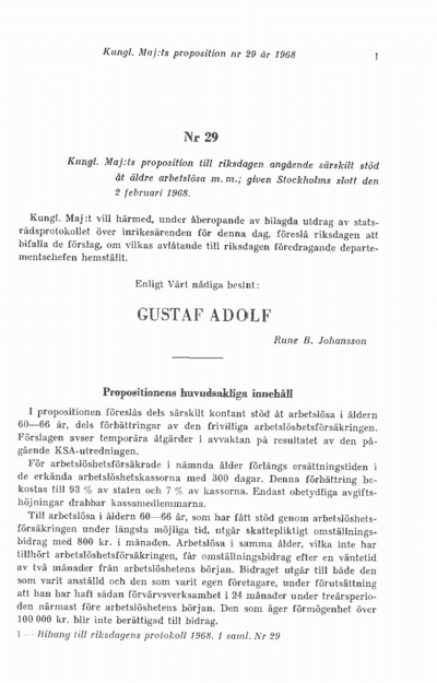 Omslaget till prop. 1968:29