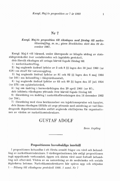 Omslaget till prop. 1968:7