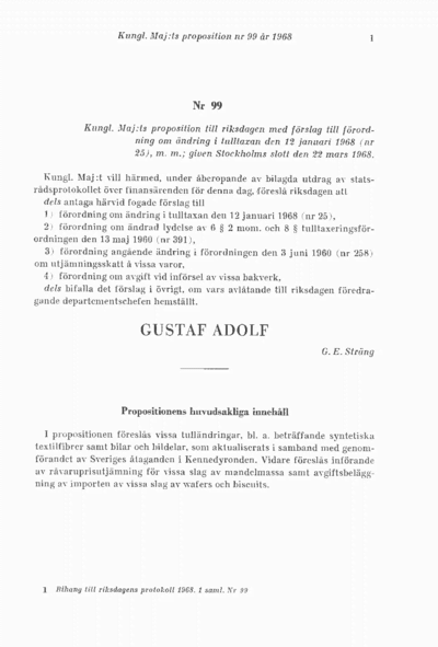 Omslaget till prop. 1968:99