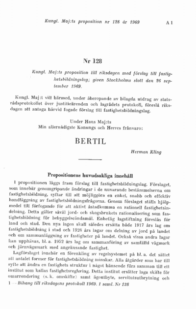 Omslaget till prop. 1969:128
