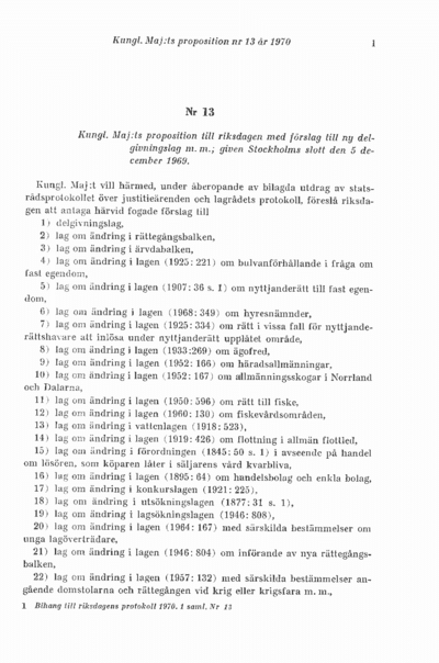 Omslaget till prop. 1970:13