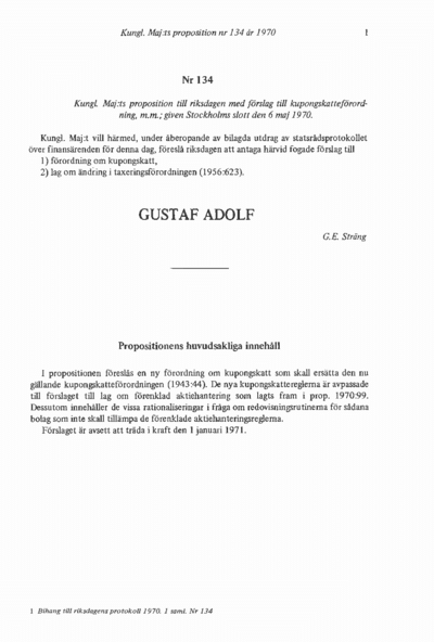 Omslaget till prop. 1970:134