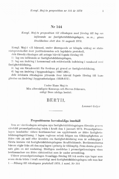 Omslaget till prop. 1970:145