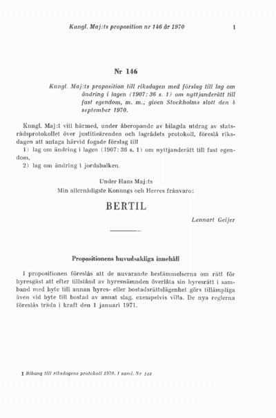 Omslaget till prop. 1970:146