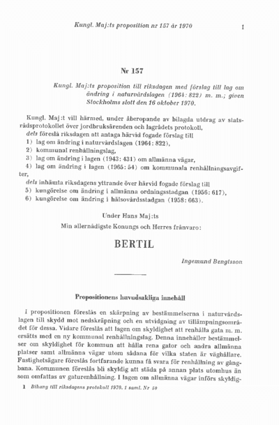 Omslaget till prop. 1970:157