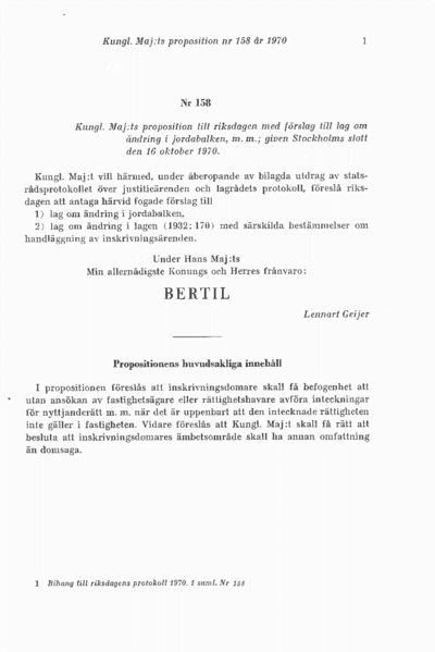 Omslaget till prop. 1970:158