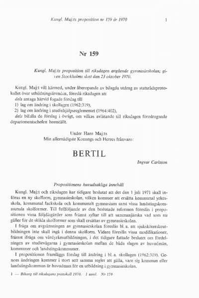 Omslaget till prop. 1970:159