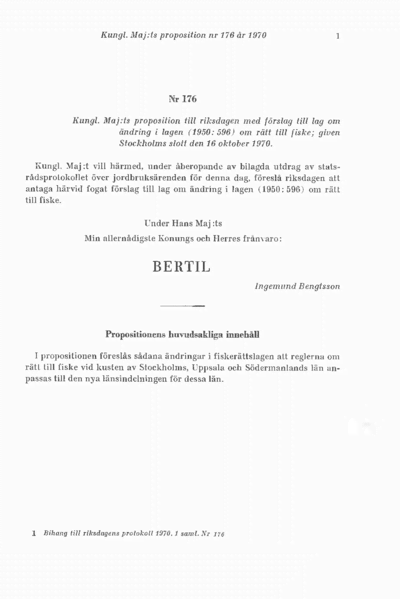 Omslaget till prop. 1970:176