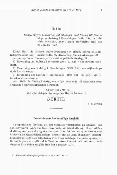 Omslaget till prop. 1970:178