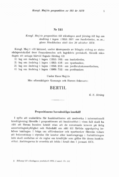 Omslaget till prop. 1970:181