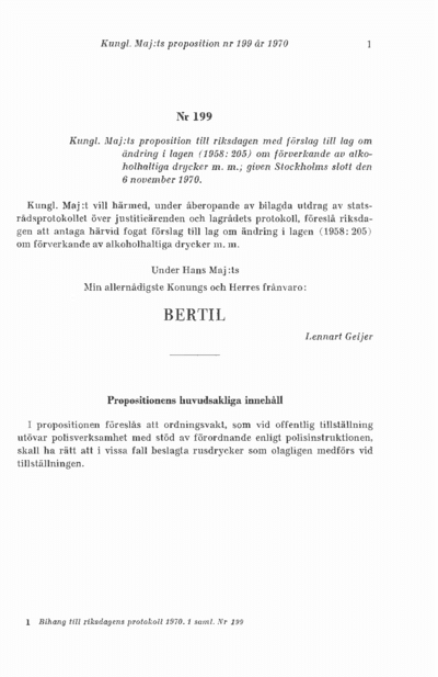 Omslaget till prop. 1970:199