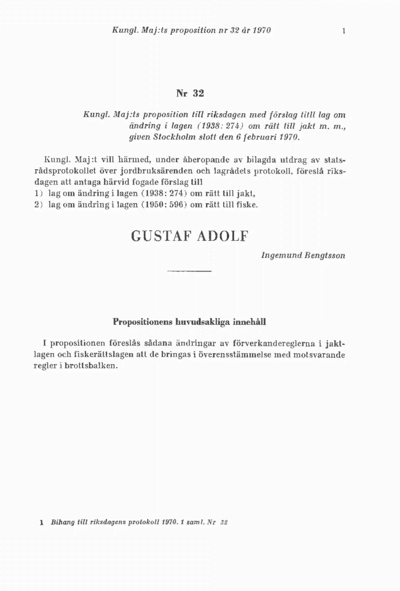 Omslaget till prop. 1970:32
