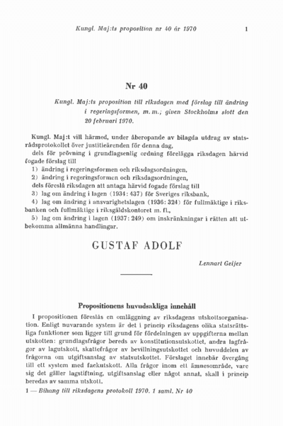 Omslaget till prop. 1970:40