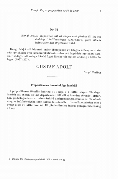 Omslaget till prop. 1970:51