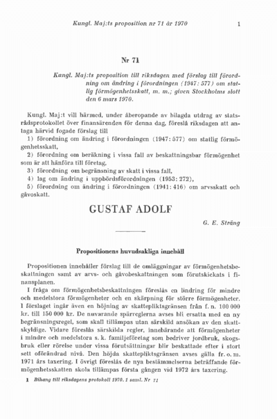Omslaget till prop. 1970:71