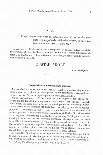 Omslaget till prop. 1970:75