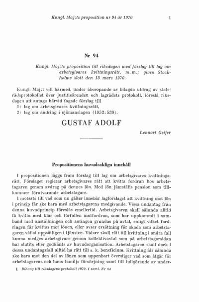 Omslaget till prop. 1970:94