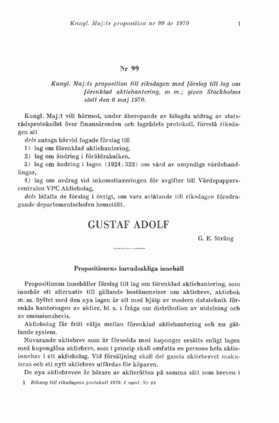 Omslaget till prop. 1970:99