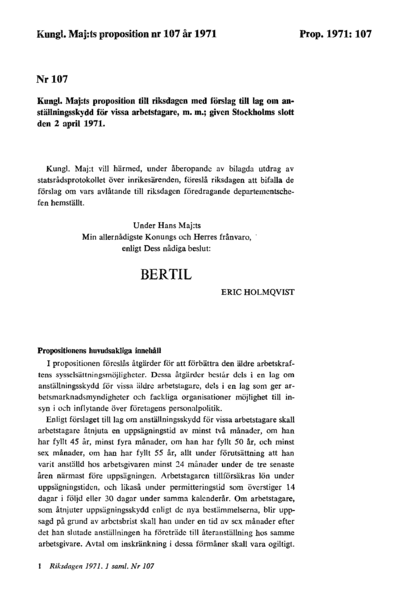 Omslaget till prop. 1971:107