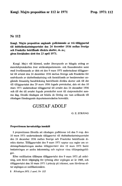 Omslaget till prop. 1971:112