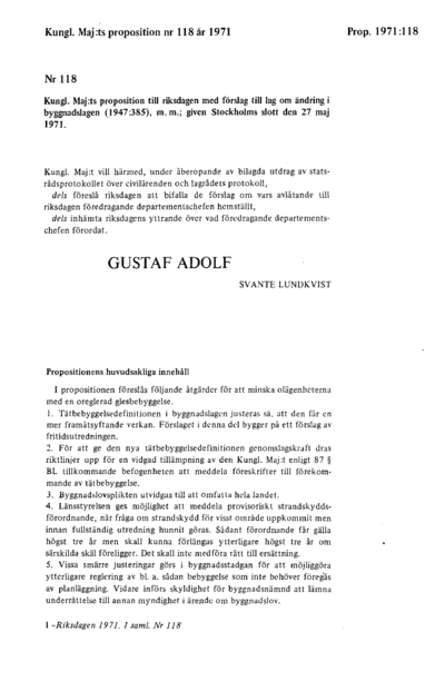 Omslaget till prop. 1971:118