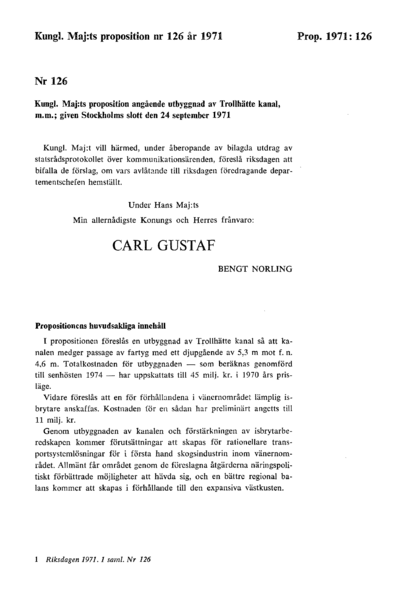 Omslaget till prop. 1971:126