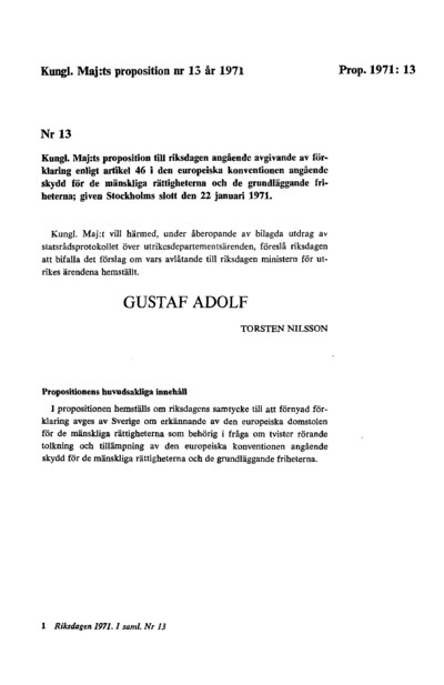 Omslaget till prop. 1971:13