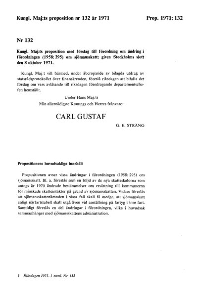 Omslaget till prop. 1971:132
