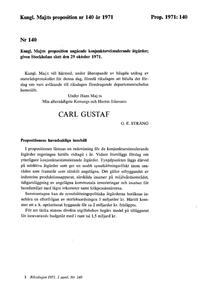 Omslaget till prop. 1971:140