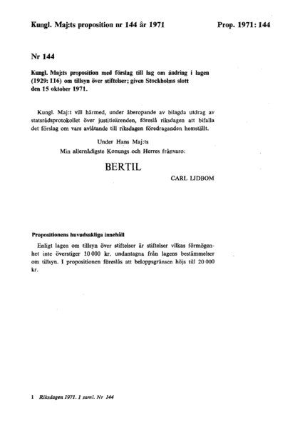 Omslaget till prop. 1971:144